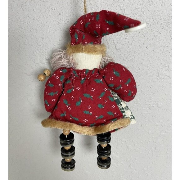 Vintage Primitive Country Santa Christmas Ornament Buttons Yarn Beard Twine - Picture 2 of 11